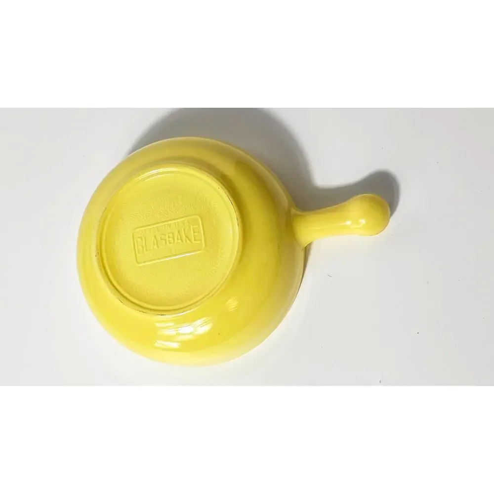 Vintage Yellow and White Glasbake Chili or Soup Bowl with Handle